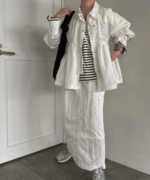 WILLFULLY(ウィルフリー)の「stitch work peplum medium nylon JK(ナイロンジャケット・レディース・ホワイト/ブラック・FREE)」の14枚目の写真