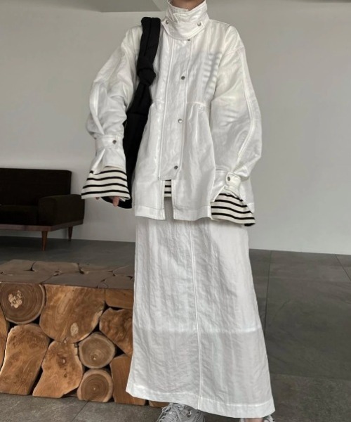 WILLFULLY(ウィルフリー)の「stitch work peplum medium nylon JK(ナイロンジャケット・レディース・ホワイト/ブラック・FREE)」の18枚目の写真