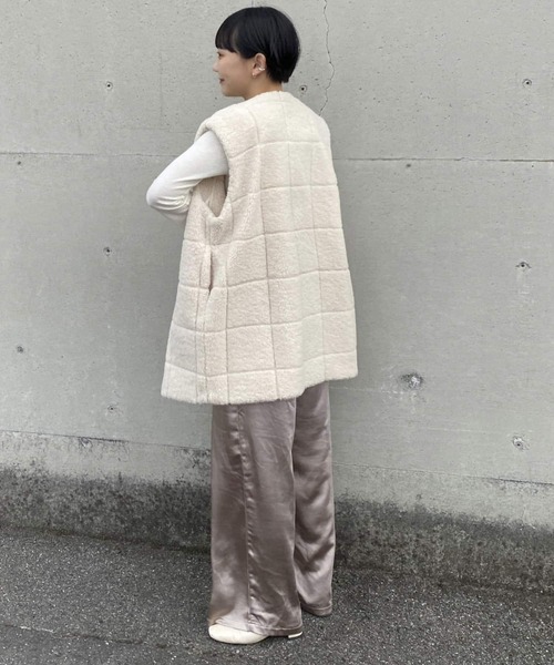 Couleur Meler(クルールメリー)の「Couleur Meler オクユウカ サテンイージーストレートパンツ(その他パンツ・レディース・ブラック/ベージュ系その他・FREE)」の10枚目の写真