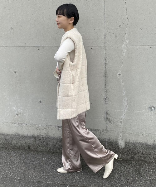 Couleur Meler(クルールメリー)の「Couleur Meler オクユウカ サテンイージーストレートパンツ(その他パンツ・レディース・ブラック/ベージュ系その他・FREE)」の3枚目の写真