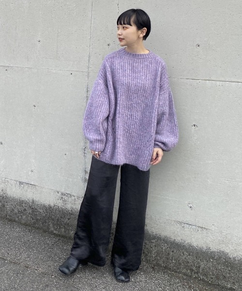 Couleur Meler(クルールメリー)の「Couleur Meler オクユウカ サテンイージーストレートパンツ(その他パンツ・レディース・ブラック/ベージュ系その他・FREE)」の7枚目の写真