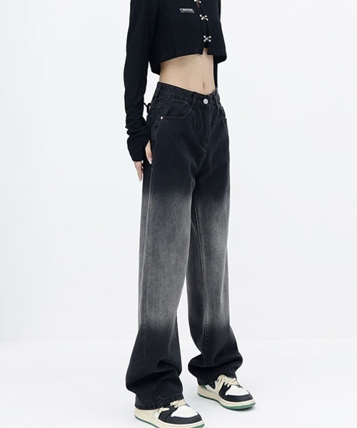 Ressaca（レサーカ）の「グラデーション ルーズストレート ブラックデニムパンツ（デニムパンツ・レディース・ブラック・S/M/L）」の3枚目の写真