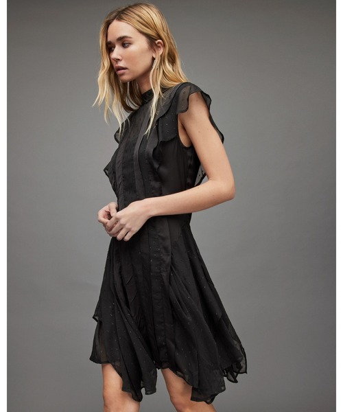 ALLSAINTS（オールセインツ）の「FLEUR SHIMMER DRESS | FLEUR シマー ドレス・ワンピース（ワンピース・レディース・ブラック・10/8/6/4）」の2枚目の写真