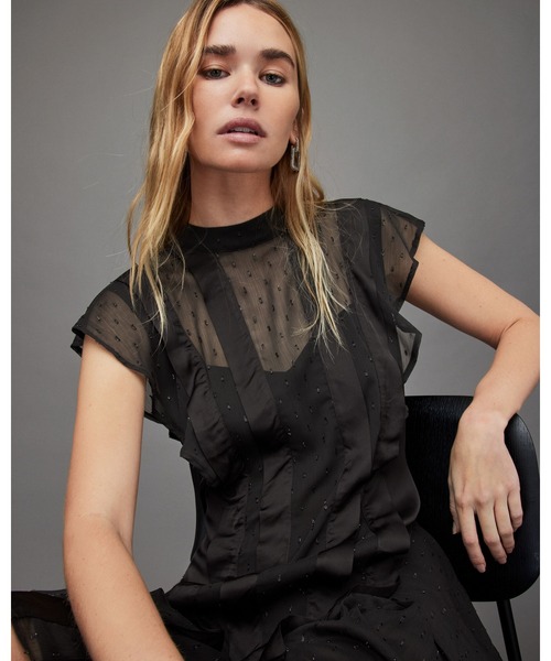 ALLSAINTS（オールセインツ）の「FLEUR SHIMMER DRESS | FLEUR シマー ドレス・ワンピース（ワンピース・レディース・ブラック・10/8/6/4）」の3枚目の写真