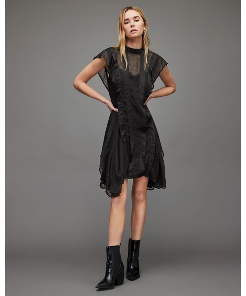ALLSAINTS（オールセインツ）の「FLEUR SHIMMER DRESS | FLEUR シマー ドレス・ワンピース（ワンピース・レディース・ブラック・10/8/6/4）」の4枚目の写真