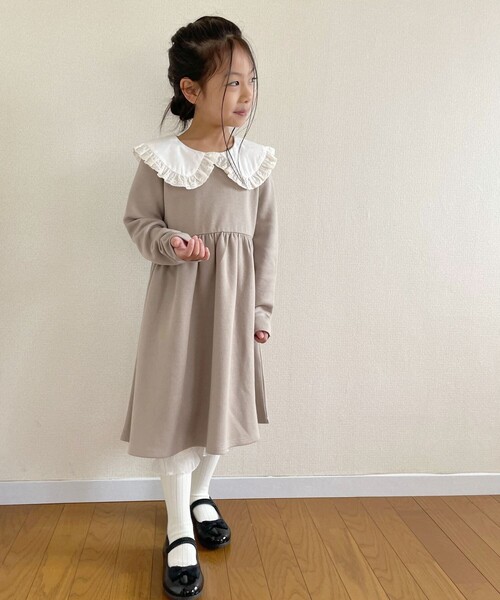 SHOO・LA・RUE(シューラルー)の「◆【110-140cm/プチセレ】衿レースポンチワンピース(ワンピース・キッズ・ベージュ/ブラック/ブラック系7・11/12/13/14)」の18枚目の写真