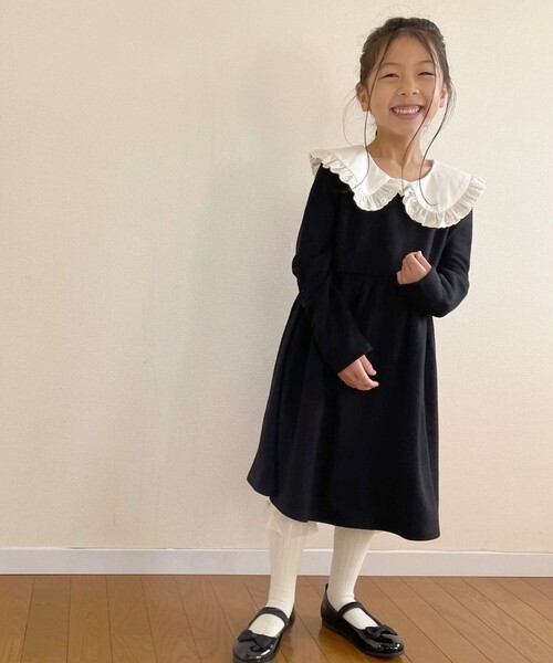SHOO・LA・RUE(シューラルー)の「◆【110-140cm/プチセレ】衿レースポンチワンピース(ワンピース・キッズ・ベージュ/ブラック/ブラック系7・11/12/13/14)」の21枚目の写真