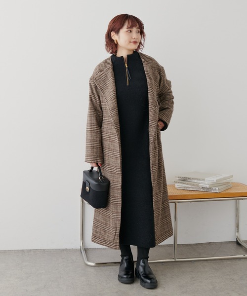 natural couture(ナチュラルクチュール)の「ZIP付き畦ニットワンピース(ワンピース・レディース・ブラック/ライトベージュ/カーキ/アイボリー・FREE)」の12枚目の写真