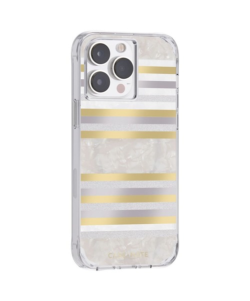 Case-Mate（ケースメイト）の「iPhone14ProMax 6.7inch Case-Mate Pearl Stripes MagSafe対応・3.0m落下耐衝撃・抗菌・リサイクル素材（スマホケース/カバー・レディース・シルバー×ゴールド・ONE SIZE）」の3枚目の写真
