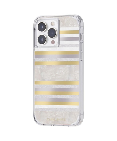 Case-Mate（ケースメイト）の「iPhone14ProMax 6.7inch Case-Mate Pearl Stripes MagSafe対応・3.0m落下耐衝撃・抗菌・リサイクル素材（スマホケース/カバー・レディース・シルバー×ゴールド・ONE SIZE）」の4枚目の写真