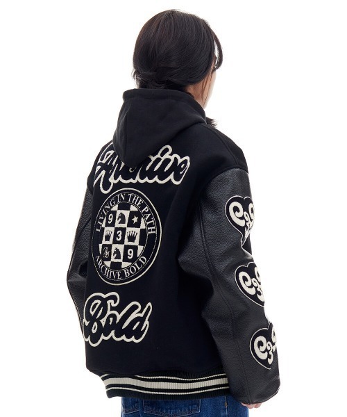 BALR.♦ロゴチャーム ウール スタジャン VERSITY JACKET 黒L BALR.♢ロゴチャーム 刺繍 スタジャン VERSITY JACKET 黒 L BALR