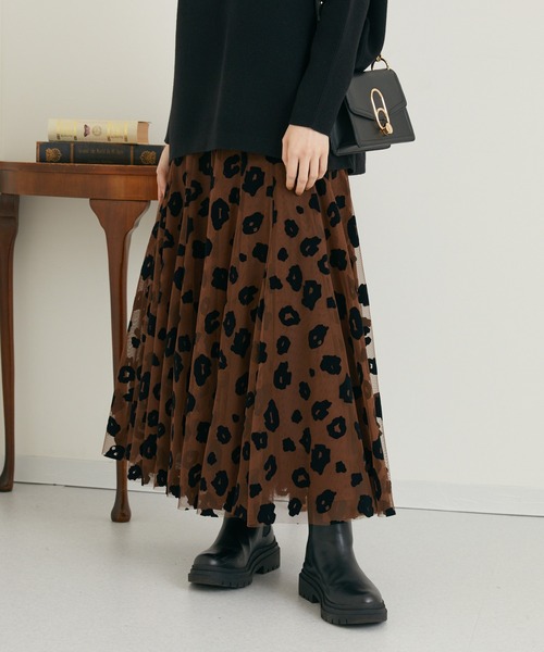 Paradise Picnic(パラダイスピクニック)の「TRANOI. レオパードチュールスカート(スカート・レディース・ブラック/ブラウン/ネイビー/グリーン/ベージュ・FREE)」の22枚目の写真