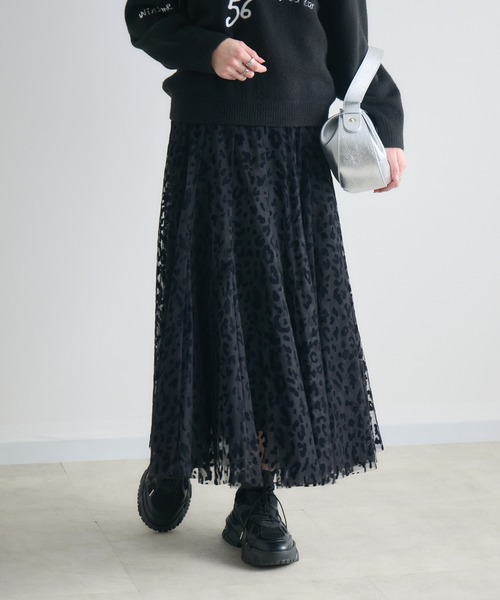 Paradise Picnic(パラダイスピクニック)の「TRANOI. レオパードチュールスカート(スカート・レディース・ブラック/ブラウン/ネイビー/グリーン/ベージュ・FREE)」の19枚目の写真