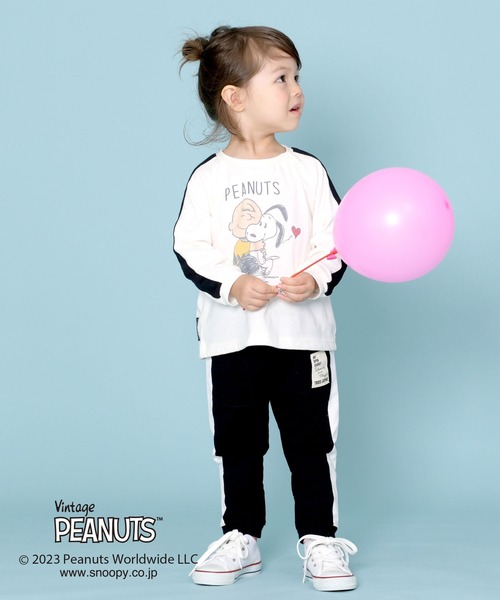 Vintage PEANUTS(ビンテージピーナッツ)の「PEANUTS/スヌーピーコラボ 長袖Tシャツ(80~90)(Tシャツ/カットソー・キッズ・チャコールグレー/オフホワイト・90cm/80cm)」の6枚目の写真