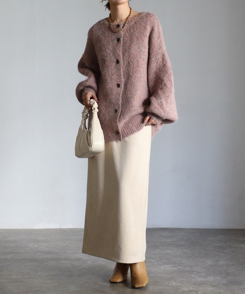 Yucca（ユッカ）の「シャギーミックスニットカーディガン（カーディガン/ボレロ・レディース・ライトブラウン/ローズ・MEDIUM）」の5枚目の写真