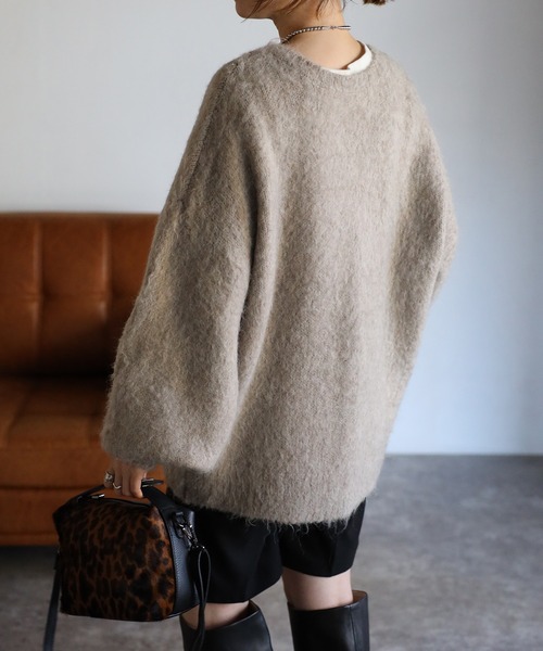 Yucca（ユッカ）の「シャギーミックスニットカーディガン（カーディガン/ボレロ・レディース・ライトブラウン/ローズ・MEDIUM）」の13枚目の写真