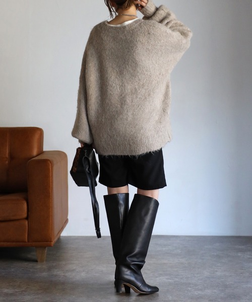 Yucca（ユッカ）の「シャギーミックスニットカーディガン（カーディガン/ボレロ・レディース・ライトブラウン/ローズ・MEDIUM）」の16枚目の写真