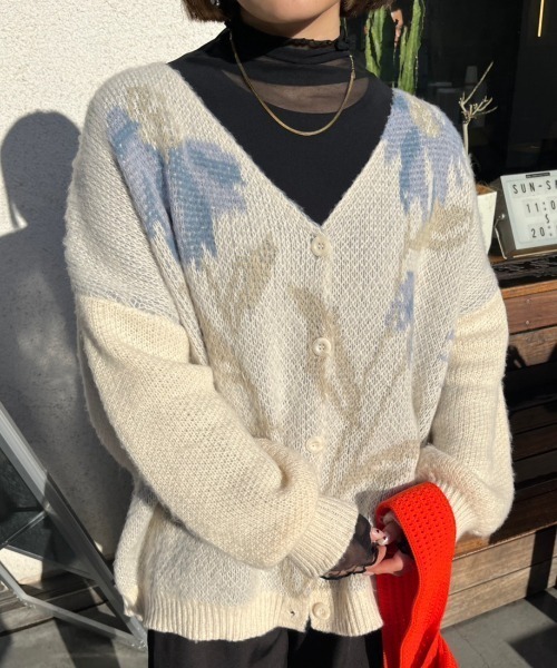 nemne store(ネンネストア)の「【低身長用サイズあり】フラワージャガードモヘアライクカーディガン(カーディガン/ボレロ・レディース・ネイビー/ピンク/アイボリー・SMALL/MEDIUM)」の18枚目の写真