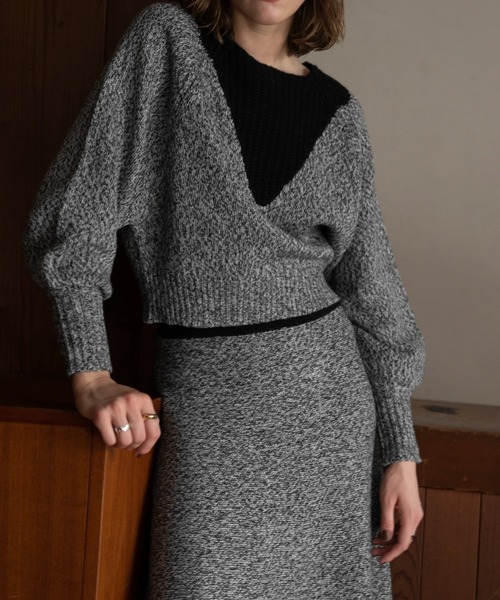 WILLFULLY（ウィルフリー）の「2way changeover melange knit（ニット/セーター・レディース・ブラックミックス/ミックスグレー・FREE）」の2枚目の写真