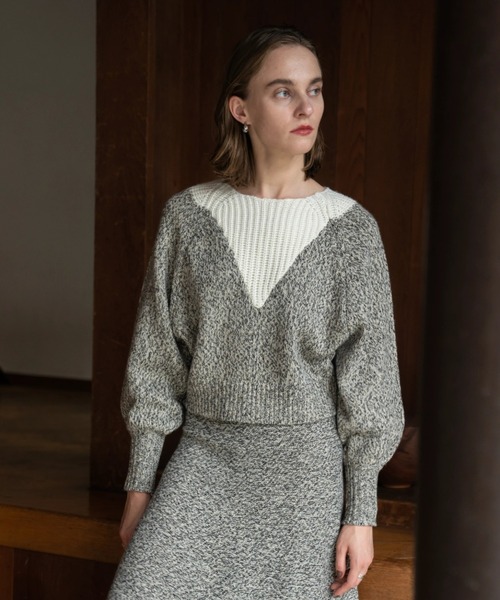 WILLFULLY（ウィルフリー）の「2way changeover melange knit（ニット/セーター・レディース・ブラックミックス/ミックスグレー・FREE）」の6枚目の写真