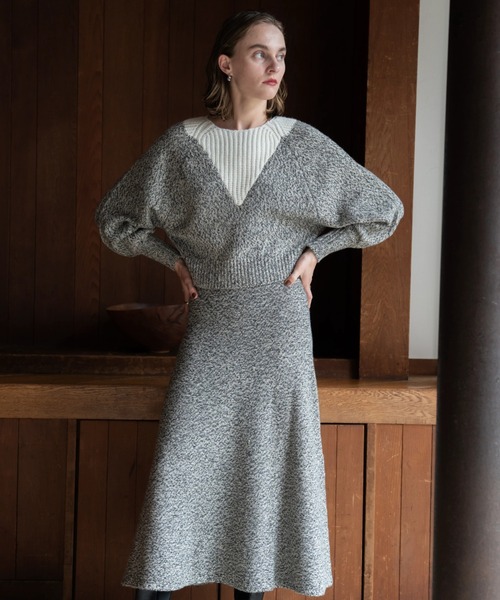 WILLFULLY（ウィルフリー）の「2way changeover melange knit（ニット/セーター・レディース・ブラックミックス/ミックスグレー・FREE）」の9枚目の写真