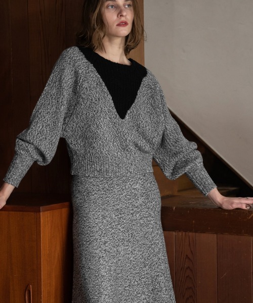 WILLFULLY（ウィルフリー）の「2way changeover melange knit（ニット/セーター・レディース・ブラックミックス/ミックスグレー・FREE）」の3枚目の写真