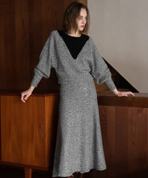 WILLFULLY（ウィルフリー）の「2way changeover melange knit（ニット/セーター・レディース・ブラックミックス/ミックスグレー・FREE）」の4枚目の写真