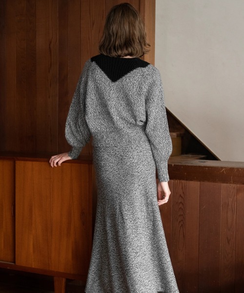 WILLFULLY（ウィルフリー）の「2way changeover melange knit（ニット/セーター・レディース・ブラックミックス/ミックスグレー・FREE）」の5枚目の写真