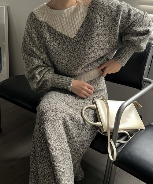 WILLFULLY（ウィルフリー）の「2way changeover melange knit（ニット/セーター・レディース・ブラックミックス/ミックスグレー・FREE）」の12枚目の写真