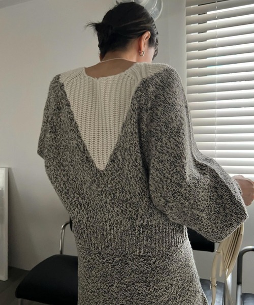 WILLFULLY（ウィルフリー）の「2way changeover melange knit（ニット/セーター・レディース・ブラックミックス/ミックスグレー・FREE）」の14枚目の写真