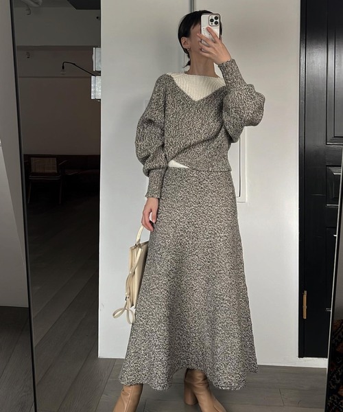 WILLFULLY（ウィルフリー）の「2way changeover melange knit（ニット/セーター・レディース・ブラックミックス/ミックスグレー・FREE）」の15枚目の写真