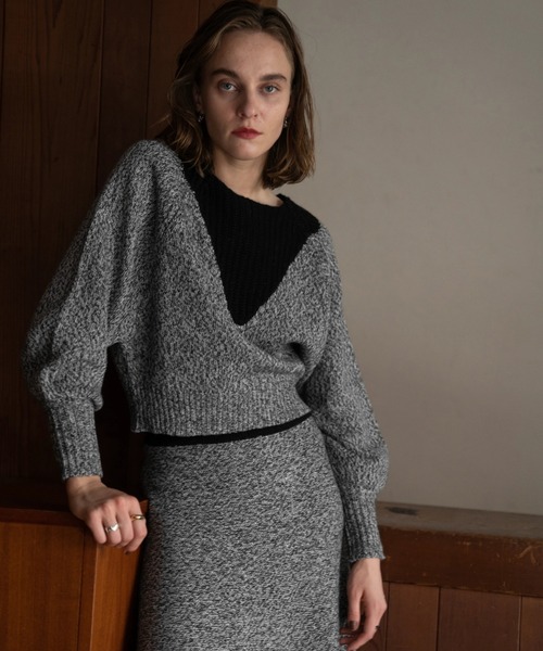 WILLFULLY（ウィルフリー）の「2way changeover melange knit（ニット/セーター・レディース・ブラックミックス/ミックスグレー・FREE）」の18枚目の写真