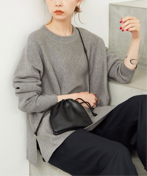 SLOBE IENA(スローブイエナ)の「《追加5》コットンダブルフェイスニット(ニット/セーター・レディース・ホワイト/ライトグレー・FREE)」の2枚目の写真