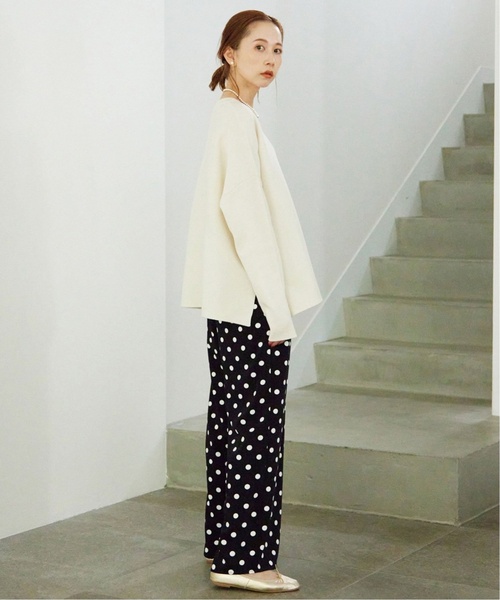 SLOBE IENA(スローブイエナ)の「《追加5》コットンダブルフェイスニット(ニット/セーター・レディース・ホワイト/ライトグレー・FREE)」の3枚目の写真