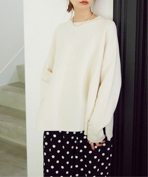 SLOBE IENA(スローブイエナ)の「《追加5》コットンダブルフェイスニット(ニット/セーター・レディース・ホワイト/ライトグレー・FREE)」の6枚目の写真