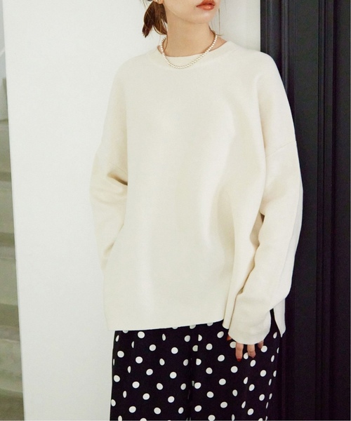 SLOBE IENA(スローブイエナ)の「《追加5》コットンダブルフェイスニット(ニット/セーター・レディース・ホワイト/ライトグレー・FREE)」の7枚目の写真