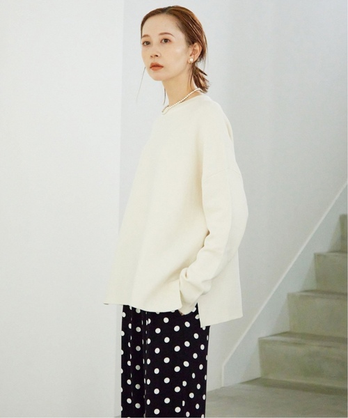 SLOBE IENA(スローブイエナ)の「《追加5》コットンダブルフェイスニット(ニット/セーター・レディース・ホワイト/ライトグレー・FREE)」の8枚目の写真
