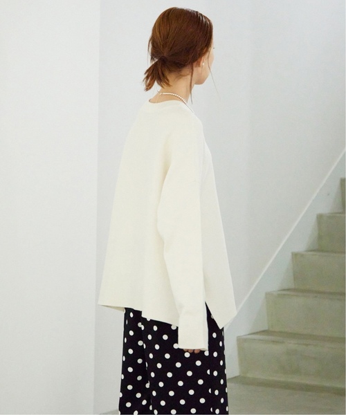 SLOBE IENA(スローブイエナ)の「《追加5》コットンダブルフェイスニット(ニット/セーター・レディース・ホワイト/ライトグレー・FREE)」の9枚目の写真