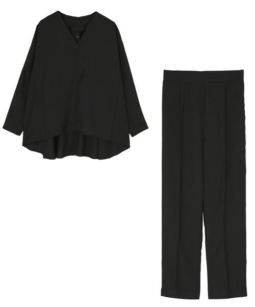 UR'S（ユアーズ）の「Vネックトップス×パンツセットアップ（セットアップ・レディース・ネイビー/ブラック/グレイッシュブルー・S/M/L）」の13枚目の写真