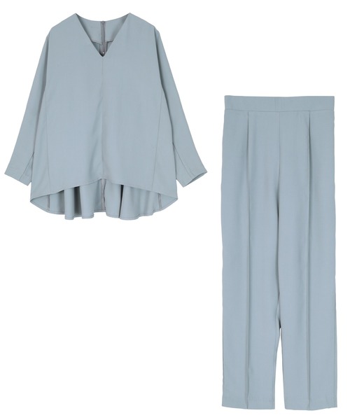 UR'S（ユアーズ）の「Vネックトップス×パンツセットアップ（セットアップ・レディース・ネイビー/ブラック/グレイッシュブルー・S/M/L）」の7枚目の写真