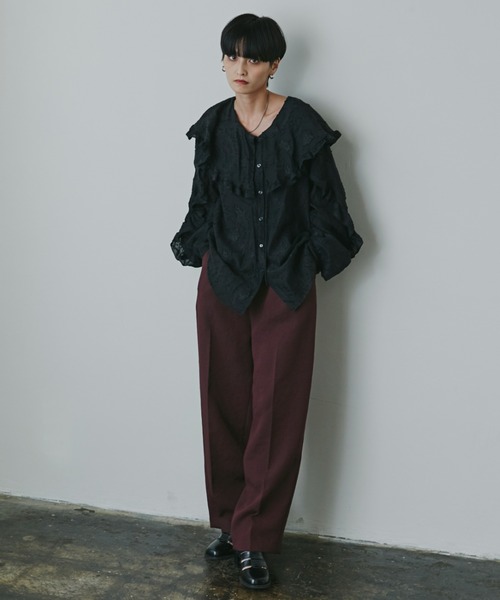 mici(ミチ)の「(mici)フレアカラーシャツ(シャツ/ブラウス・レディース・ブラック/ホワイト系その他・ONE SIZE)」の7枚目の写真