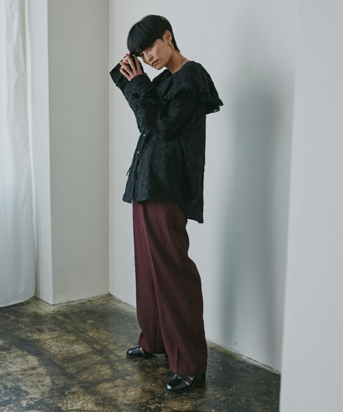 mici(ミチ)の「(mici)フレアカラーシャツ(シャツ/ブラウス・レディース・ブラック/ホワイト系その他・ONE SIZE)」の10枚目の写真