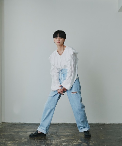 mici(ミチ)の「(mici)フレアカラーシャツ(シャツ/ブラウス・レディース・ブラック/ホワイト系その他・ONE SIZE)」の19枚目の写真