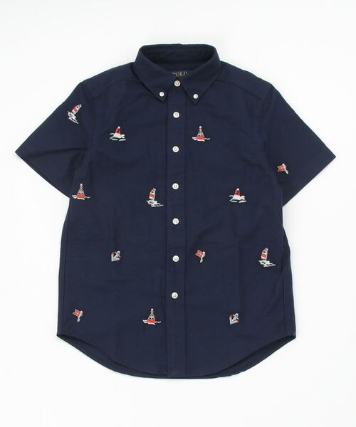 POLO RALPH LAUREN CHILDRENSWEAR(ポロ ラルフ ローレン チルドレンズウェア)の「エンブロイダード コットン ショートスリーブ シャツ(シャツ/ブラウス・キッズ・ネイビー系1・S/M/L/XL)」の2枚目の写真