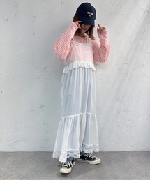 レース付きシフォンティアードワンピース【ZOZOTOWN限定アイテム】