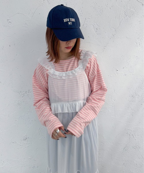 apres jour mignon(アプレジュールミニョン)の「レース付きシフォンティアードワンピース【ZOZOTOWN限定アイテム】(ワンピース・レディース・ブラック/オフホワイト・フリー/X-LARGE)」の16枚目の写真