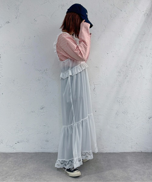 apres jour mignon(アプレジュールミニョン)の「レース付きシフォンティアードワンピース【ZOZOTOWN限定アイテム】(ワンピース・レディース・ブラック/オフホワイト・フリー/X-LARGE)」の3枚目の写真