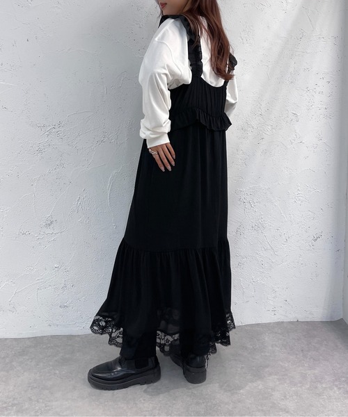 apres jour mignon(アプレジュールミニョン)の「レース付きシフォンティアードワンピース【ZOZOTOWN限定アイテム】(ワンピース・レディース・ブラック/オフホワイト・フリー/X-LARGE)」の11枚目の写真