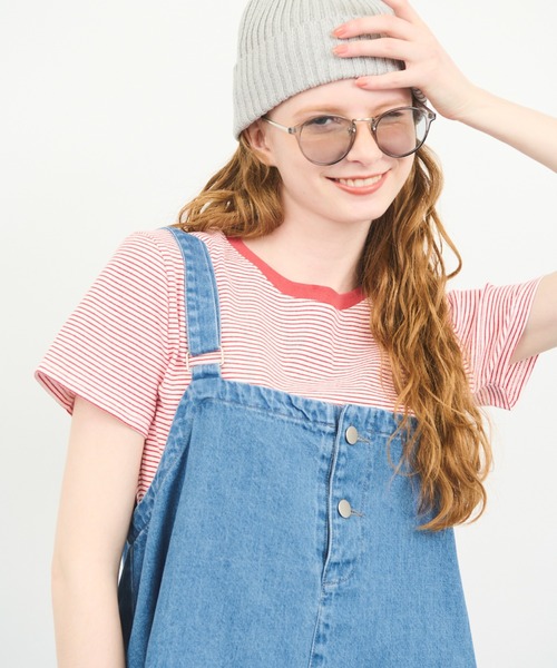 MERLOT(メルロー)の「デニムジャンパースカート(ジャンパースカート・レディース・アイボリー/ブルー/ネイビー・FREE)」の17枚目の写真