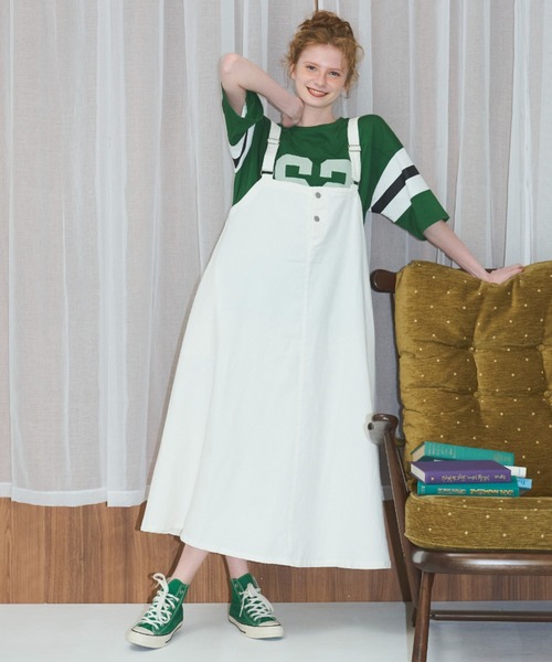 MERLOT(メルロー)の「デニムジャンパースカート(ジャンパースカート・レディース・アイボリー/ブルー/ネイビー・FREE)」の10枚目の写真